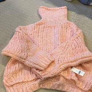 Anthropologie Soft Pink Cowl Neck Sweater